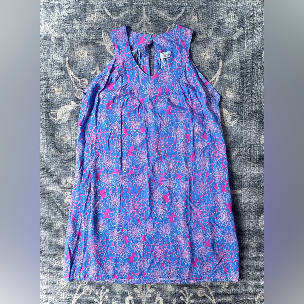 Tyne Island Clothing Company Hand Made Floral Blue and Pink Mini Sun Dress